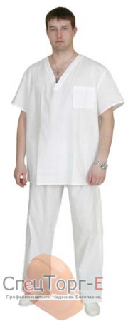 Костюм мужской с брюками белый хлопок 100% - фото